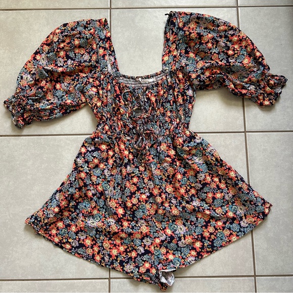 Free People Womens Show Me Loe Floral Square Neck Romper - Picture 3 of 8